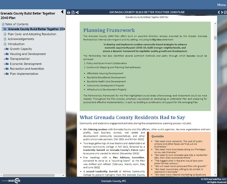 Grenada County, MS, Comprehensive Plan Case Study - enCodePlus